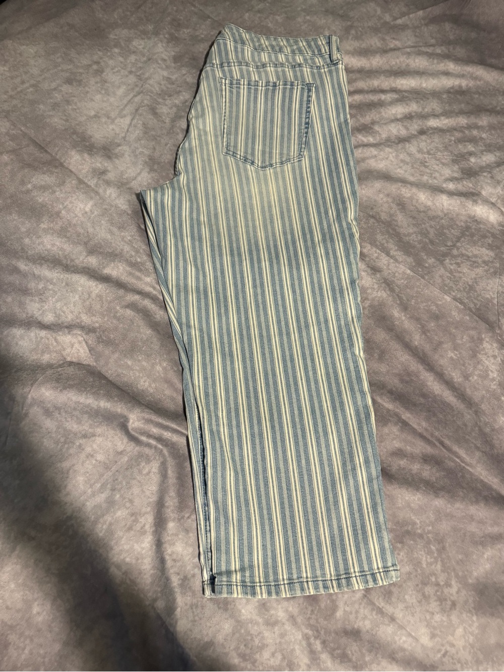 Striped Blue Women's Jeans - Classic Straight Fit